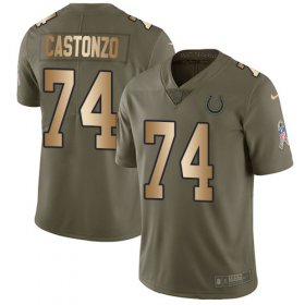 Wholesale Cheap Nike Colts #74 Anthony Castonzo Olive/Gold Men\'s Stitched NFL Limited 2017 Salute To Service Jersey