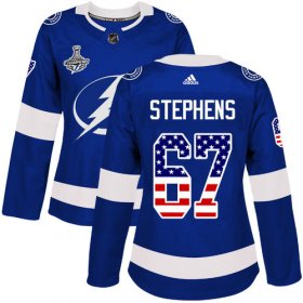 Cheap Adidas Lightning #67 Mitchell Stephens Blue Home Authentic USA Flag Women\'s 2020 Stanley Cup Champions Stitched NHL Jersey