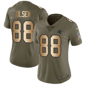Wholesale Cheap Nike Panthers #88 Greg Olsen Olive/Gold Women\'s Stitched NFL Limited 2017 Salute to Service Jersey