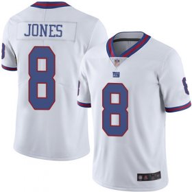 Wholesale Cheap Nike Giants #8 Daniel Jones White Men\'s Stitched NFL Limited Rush Jersey