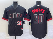 Wholesale Cheap Men's Cincinnati Reds #30 Ken Griffey Jr Number Black 2023 City Connect Cool Base Stitched Jersey1