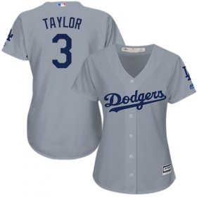 Wholesale Cheap Dodgers #3 Chris Taylor Grey Alternate Road Women\'s Stitched MLB Jersey
