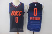 Wholesale Cheap Men's Oklahoma City Thunder #0 Russell Westbrook Navy Blue 2017-2018 Nike Swingman Stitched NBA Jersey