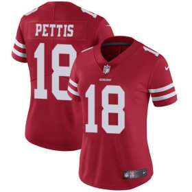 Wholesale Cheap Nike 49ers #18 Dante Pettis Red Team Color Women\'s Stitched NFL Vapor Untouchable Limited Jersey