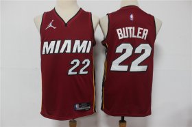 Wholesale Cheap Men\'s Miami Heat #22 Jimmy Butler Red Jordan 75th Anniversary Diamond 2021 Stitched Jersey