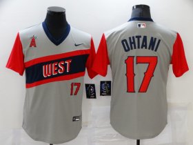 Wholesale Cheap Men\'s Los Angeles Angels #17 Shohei Ohtani Grey 2021 Little League Classic Stitched Nike Jersey