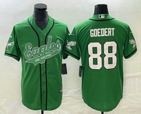 Wholesale Cheap Men\'s Philadelphia Eagles #88 Dallas Goedert Green Cool Base Stitched Baseball Jersey