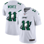 Wholesale Cheap Philadelphia Eagles #11 Carson Wentz White Men's Nike Team Logo Dual Overlap Limited NFL Jersey