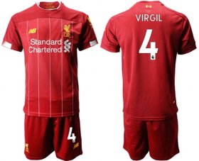 Wholesale Cheap Liverpool #4 Virgil Red Home Soccer Club Jersey