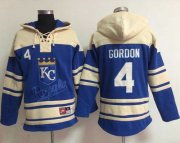 Wholesale Cheap Royals #4 Alex Gordon Light Blue Sawyer Hooded Sweatshirt MLB Hoodie