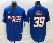 Cheap Men's Puerto Rico Baseball #39 Edwin Diaz 2023 Blue World Baseball Classic Stitched Jersey