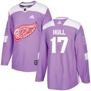 Wholesale Cheap Adidas Red Wings #17 Brett Hull Purple Authentic Fights Cancer Stitched NHL Jersey