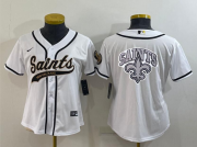 Wholesale Cheap Women's New Orleans Saints White Team Big Logo With Patch Cool Base Stitched Baseball Jersey