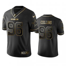 Wholesale Cheap Nike Cowboys #96 Maliek Collins Black Golden Limited Edition Stitched NFL Jersey