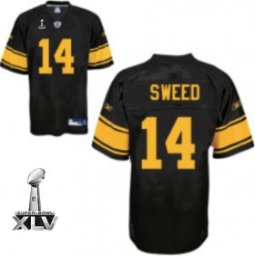 Wholesale Cheap Steelers #14 Limas Sweed Black With Yellow Number Super Bowl XLV Stitched NFL Jersey
