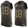 Wholesale Cheap Nike Broncos #18 Peyton Manning Green Men's Stitched NFL Limited Salute To Service Tank Top Jersey