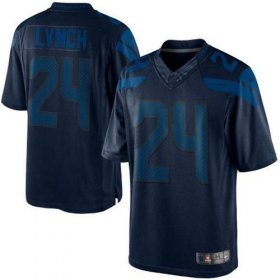 Wholesale Cheap Nike Seahawks #24 Marshawn Lynch Steel Blue Men\'s Stitched NFL Drenched Limited Jersey