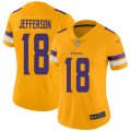 Wholesale Cheap Nike Vikings #18 Justin Jefferson Gold Women's Stitched NFL Limited Inverted Legend Jersey