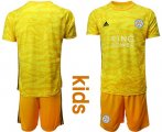 Wholesale Cheap Leicester City Blank Yellow Goalkeeper Kid Soccer Club Jersey