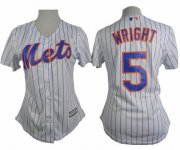 Wholesale Cheap Mets #5 David Wright White(Blue Strip) Women's Home Stitched MLB Jersey