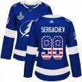 Cheap Adidas Lightning #98 Mikhail Sergachev Blue Home Authentic USA Flag Women's 2020 Stanley Cup Champions Stitched NHL Jersey
