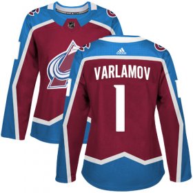 Wholesale Cheap Adidas Avalanche #1 Semyon Varlamov Burgundy Home Authentic Women\'s Stitched NHL Jersey