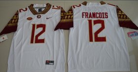 Wholesale Cheap Men\'s Florida State Seminoles #12 Deondre Francois White Stitched College Football 2016 Nike NCAA Jersey