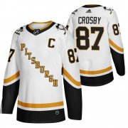 Wholesale Cheap Pittsburgh Penguins #87 Sidney Crosby White Men's Adidas 2020-21 Reverse Retro Alternate NHL Jersey
