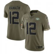 Wholesale Cheap Men's New York Jets #12 Joe Namath 2022 Olive Salute To Service Limited Stitched Jersey