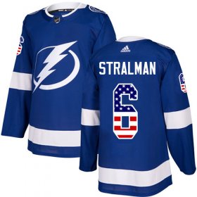 Wholesale Cheap Adidas Lightning #6 Anton Stralman Blue Home Authentic USA Flag Stitched NHL Jersey
