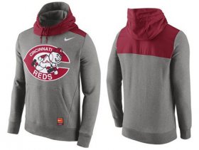 Wholesale Cheap Men\'s Cincinnati Reds Nike Gray Cooperstown Collection Hybrid Pullover Hoodie
