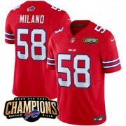Cheap Men's Buffalo Bills #58 Matt Milano Red 2023 F.U.S.E. AFC East Champions Ptach Football Stitched Jersey