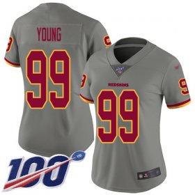 Wholesale Cheap Nike Redskins #99 Chase Young Gray Women\'s Stitched NFL Limited Inverted Legend 100th Season Jersey
