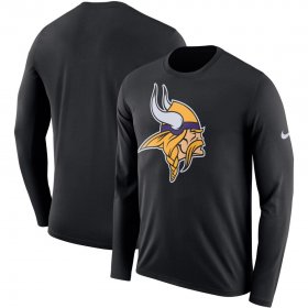 Wholesale Cheap Minnesota Vikings Nike Fan Gear Primary Logo Performance Long Sleeve T-Shirt Black