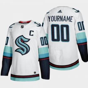 Wholesale Cheap Seattle Kraken Custom Men\'s Adidas 2021-22 White Away Authentic Stitched NHL Jersey