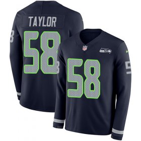 Wholesale Cheap Nike Seahawks #58 Darrell Taylor Steel Blue Team Color Youth Stitched NFL Limited Therma Long Sleeve Jersey