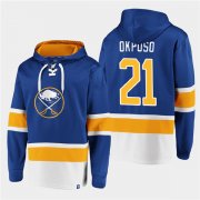 Wholesale Cheap Men's Buffalo Sabres #21 Kyle Okposo Royal Ageless Must-Have Lace-Up Pullover Hoodie