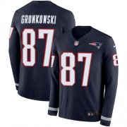 Wholesale Cheap Nike Patriots #87 Rob Gronkowski Navy Blue Team Color Youth Stitched NFL Limited Therma Long Sleeve Jersey