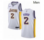 Wholesale Cheap Mens Nike Los Angeles Lakers 2 Derek Fisher Swingman White NBA Jersey Association Edition