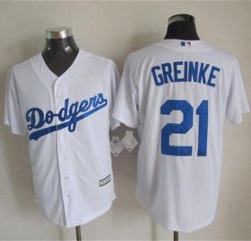 Wholesale Cheap Dodgers #21 Zack Greinke White New Cool Base Stitched MLB Jersey