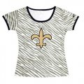 Wholesale Cheap Women's New Orleans Saints Sideline Legend Authentic Logo Zebra Stripes T-Shirt