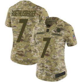 Wholesale Cheap Nike Steelers #7 Ben Roethlisberger Camo Women\'s Stitched NFL Limited 2018 Salute to Service Jersey