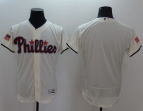 Wholesale Cheap Phillies Blank Cream Fashion Stars & Stripes Flexbase Authentic Stitched MLB Jersey