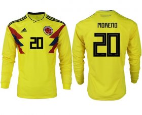 Wholesale Cheap Colombia #20 G.Moreno Home Long Sleeves Soccer Country Jersey
