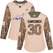 Wholesale Cheap Adidas Capitals #30 Ilya Samsonov Camo Authentic 2017 Veterans Day Women's Stitched NHL Jersey