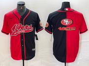 Cheap Men's San Francisco 49ers Big Logo Red Black White Blue Two Tone Stitched Baseball Jersey