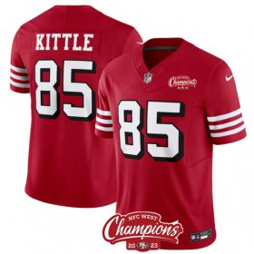 Cheap Men\'s San Francisco 49ers #85 George Kittle Red 2023 F.U.S.E. NFC West Champions Patch Alternate Football Stitched Jersey