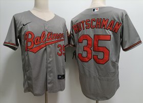 Wholesale Cheap Men\'s Baltimore Orioles #35 Adley Rutschman Grey Stitched Flex Base Nike Jersey