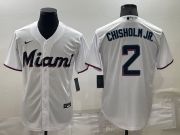 Wholesale Cheap Men's Miami Marlins #2 Jazz Chisholm Jr White Stitched MLB Cool Base Nike Jersey