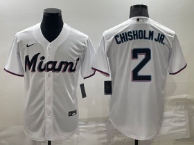 Wholesale Cheap Men\'s Miami Marlins #2 Jazz Chisholm Jr White Stitched MLB Cool Base Nike Jersey
